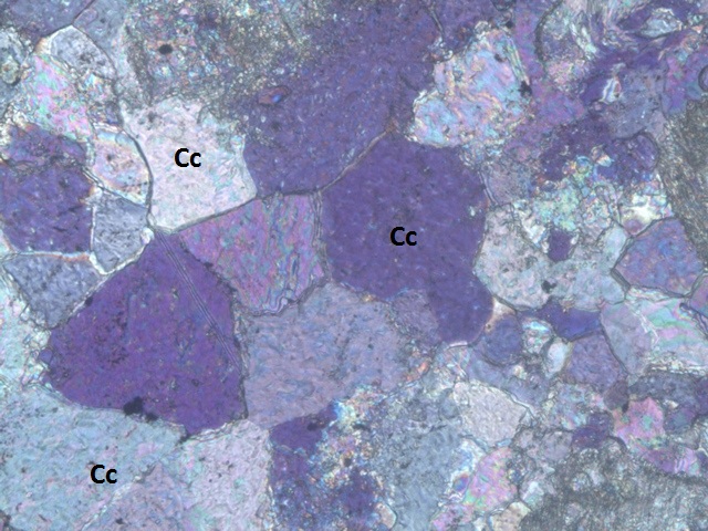 Altenberger Kalkstein, Pflastergefüge miteinander verwachsene Calcit-Körner